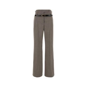 PRADA Wool Blend Belted Flared Trousers Women GREY Pants